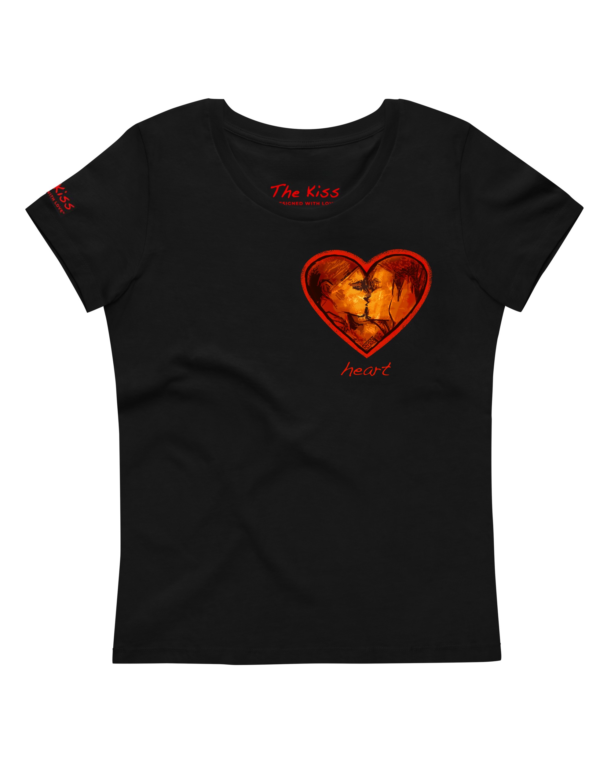 Heart Beat Black unisex art t‑shirt on organic cotton — black