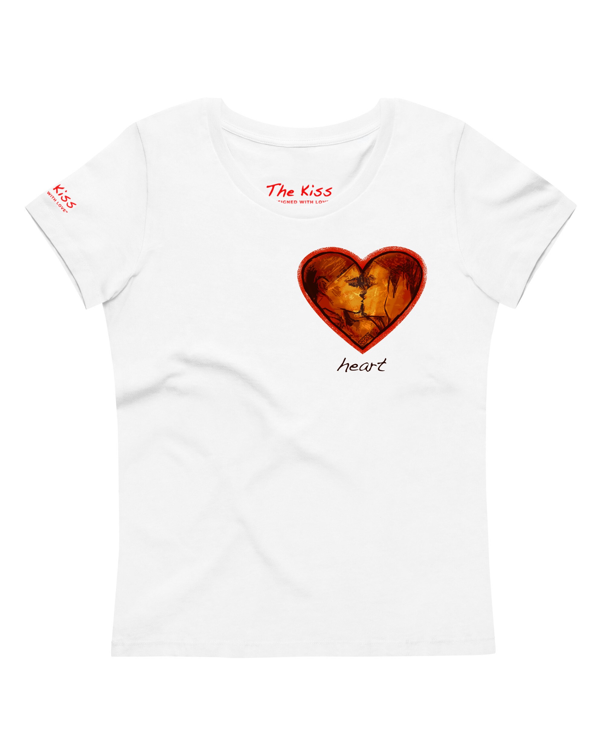 Heart Beat unisex art t‑shirt on organic cotton — white