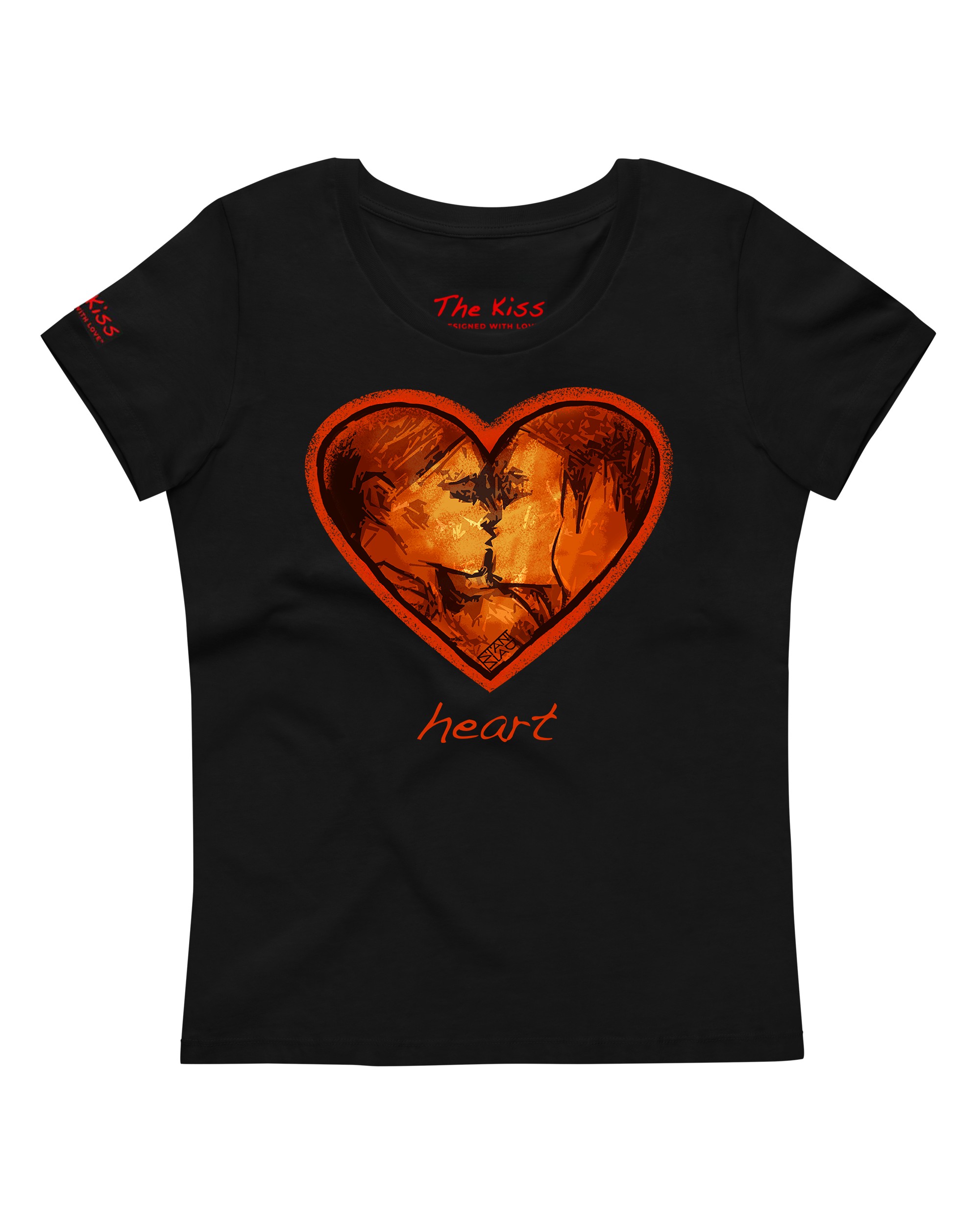 Heart Black unisex art t‑shirt on organic cotton — black