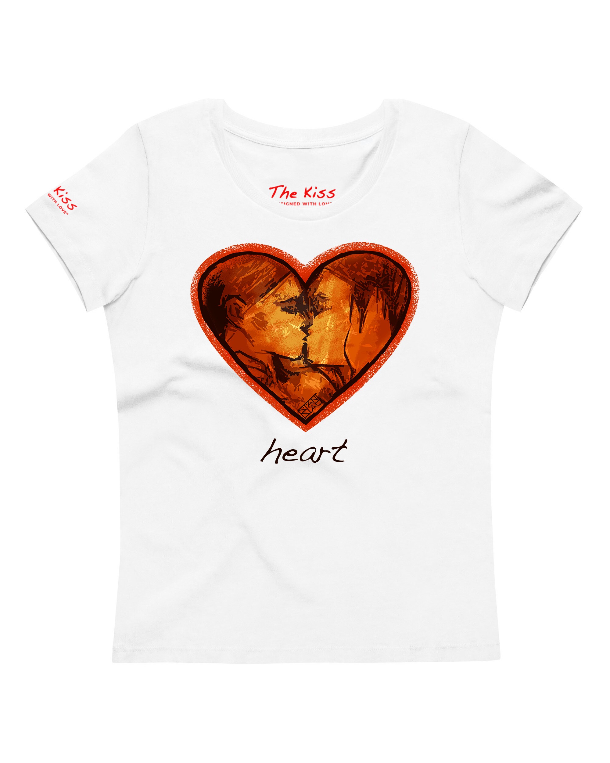 Heart unisex art t‑shirt on organic cotton — white