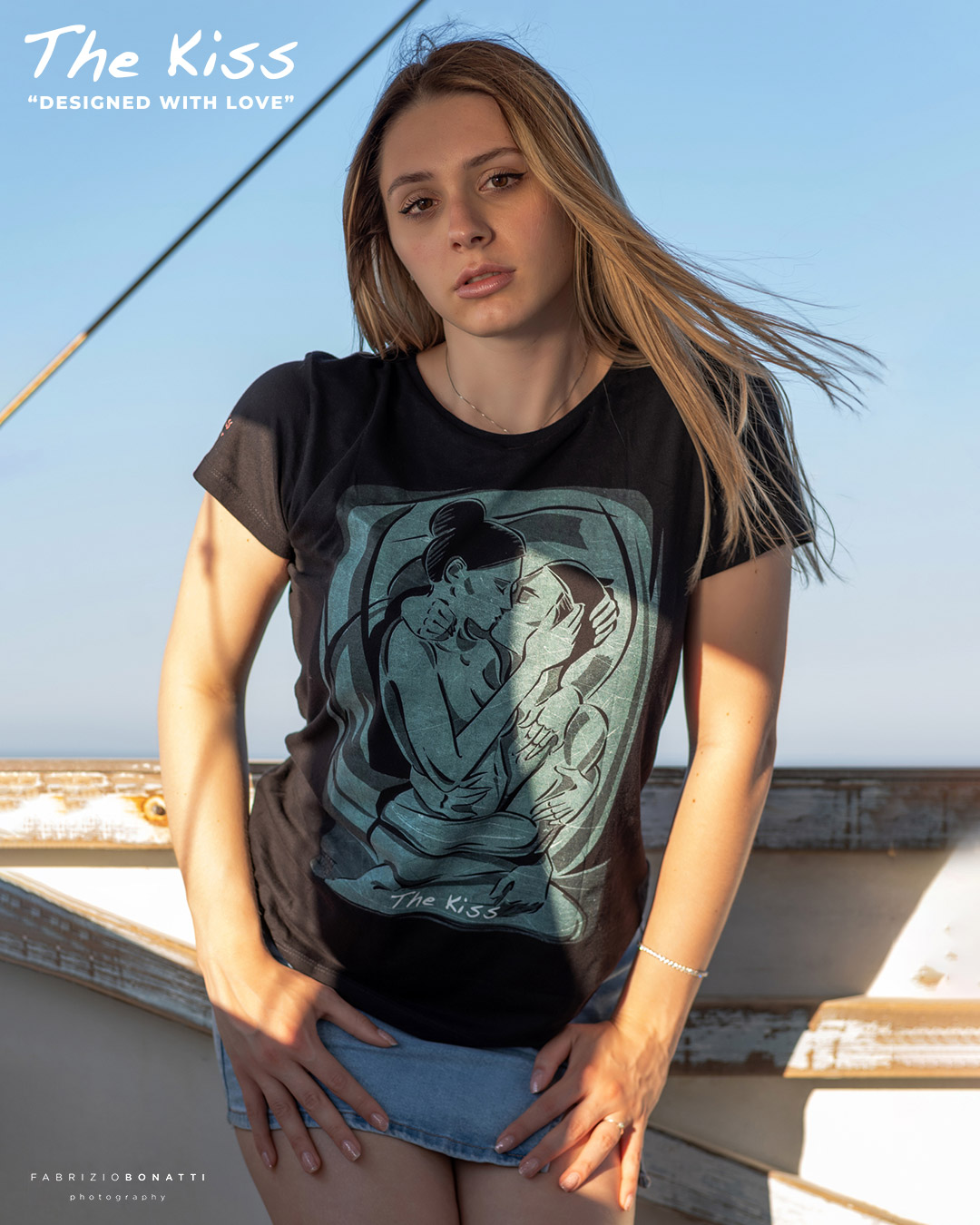 The Kiss Black t-shirt worn by Noemi, lifestyle shot