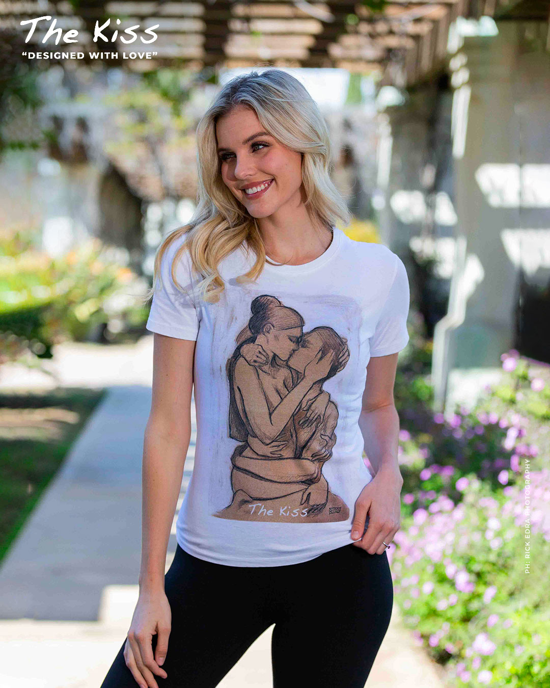 The Kiss t-shirt worn by Shelby, lifestyle shot